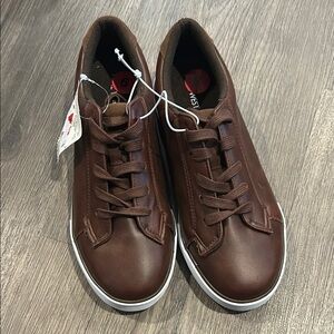 Nine West Brown Leather Sneakers Low-Top Casual